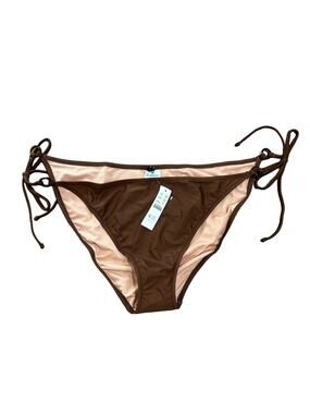 J.Crew Brown, O-ring curved-waist cheeky string bikini bottom, Women’s Size 3X
